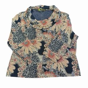 Mirasol VTG 3D Blouse Top Womens S Burnout Cowl Neck Black Metallic Floral USA